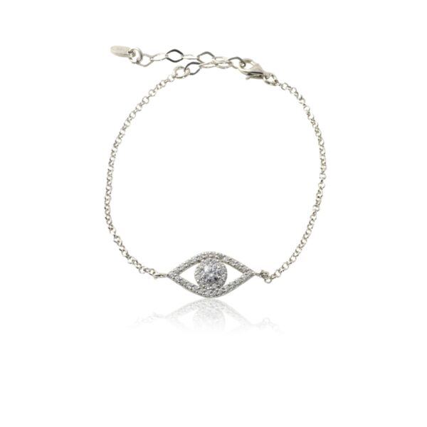 Iced Out Evil Eye Silver Bracelet